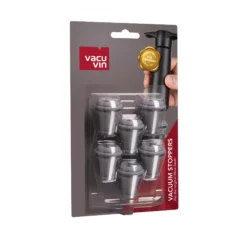 Vacu Vin Wijnstopper Vacuum Wine Stopper - Grijs - 6 Stuks -Keukengerei Winkel 0886360 Vacuum Wine Stoppers Grey 6 pcs Pack 1