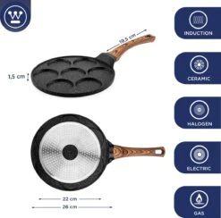 Westinghouse Pannenkoekpannenset Marble Wood - ø 26 En 28 Cm - Inductie En Alle Andere Warmtebronnen -Keukengerei Winkel 1200x1185