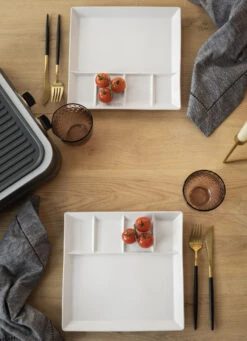 Fonduebord / Gourmetbord - 5 Vakken - Wit - 24 X 24 Cm -Keukengerei Winkel 2 gourmet bord 2