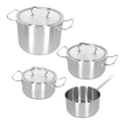 Demeyere - 4 Delige Pannenset (Kookpan ø 18 / 20 / 24 Cm + Steelpan ø 18 Cm) + Deksels Classic 3 - RVS -Keukengerei Winkel 40850 875 0 0111