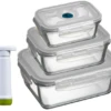 Sareva Vacuum Ovenschalen / Vershoudbakjes - Hittebestendig Glas - 4 Delige Set / 485 + 970 + 1.7 Ltr -Keukengerei Winkel 8720364455859 1