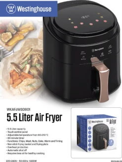 Westinghouse Airfryer / Heteluchtfriteuse - 1400 W - Zwart - 5.5 Liter -Keukengerei Winkel 902x1200