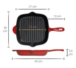 Blackwell Grillpan - Gietijzer - Rood - 27 X 27 Cm - Zonder Anti-aanbaklaag -Keukengerei Winkel Asset 35@2x 80