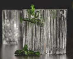 Cookinglife Longdrinkglazen Moville - 440 Ml - 4 Stuks -Keukengerei Winkel Glas04 streep 9 1