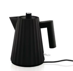 Alessi Waterkoker Plissé - Droogkookbeveiliging - Zwart - Michele De Lucchi - 1 Liter - MDL06/1 B -Keukengerei Winkel MDL06 1 B 1