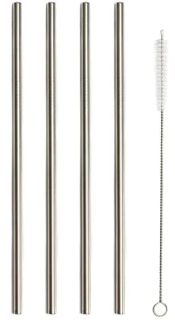 Sareva Herbruikbare Rietjes - Met Borstel - RVS - 4 Stuks -Keukengerei Winkel Sareva Rietjes Rech RVS 1