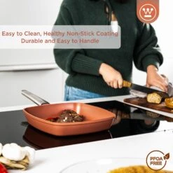 Westinghouse Grillpan Performance - Rebel Red - 28 X 28 Cm - Standaard Anti-aanbaklaag -Keukengerei Winkel WCFP0095G28OR 4