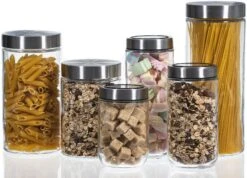 Sareva Voorraadpot - Glas / RVS Deksel - ø 11.5 Cm / 2.2 Liter -Keukengerei Winkel opbergglas set 1 2