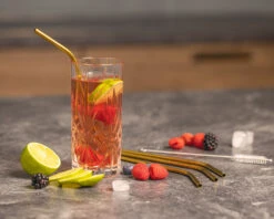 Sareva Herbruikbare Rietjes - Met Borstel - Goud - Gebogen - 4 Stuks -Keukengerei Winkel product keuken 4