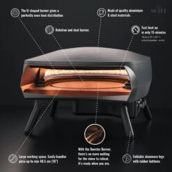 Witt Pizza Oven Etna Rotante - Op Gas Voor Buiten - Mat Grafiet - Voor ø 40 Cm Pizza's - Roterende Pizzasteen -Keukengerei Winkel wp etna rotante ecom graphite 005